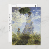 パラソルを持った女性の歩き ポストカード (正面/裏面)