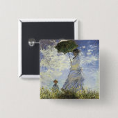 パラソルを持った女性の歩き 缶バッジ (正面&裏面)