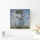 パラソルを持つクロード・モネの女性 スクエア壁時計 (ホーム)