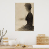 パラソルを持つ女性の着席 ポスター (キッチン)