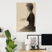 パラソルを持つ女性の着席 ポスター (ホームオフィス)