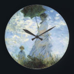 パラソルを持つ女性 ラージ壁時計<br><div class="desc">"夫人Monetおよび彼女の息子"は風が強い夏の日の散歩のための印象主義の芸術家のクロード・モネのフランスのな妻、カミーユおよび彼女達の息子の印象派のスタイル毎日家族場面ポートレート、c. 1875年です。</div>
