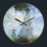 パラソルを持つ女性 ラージ壁時計<br><div class="desc">"夫人Monetおよび彼女の息子"は風が強い夏の日の散歩のための印象主義の芸術家のクロード・モネのフランスのな妻、カミーユおよび彼女達の息子の印象派のスタイル毎日家族場面ポートレート、c. 1875年です。</div>