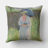 パラソルを持つ女性(紙でパステル調) クッション (裏面)