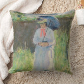 パラソルを持つ女性(紙でパステル調) クッション (ブランケット)