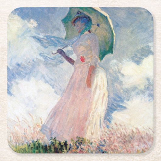 パラソルを持つ女性, Claude Monet, 1886 スクエアペーパーコースター (正面)