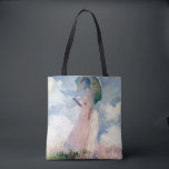 パラソルを持つ女性， Claude Monet, 1886 トートバッグ<br><div class="desc">オスカー・クロード・モネ（1840年11月14日–1926年12月5日）フランスのは画家で、印象派の創始者であフランスのり、特に自然の前に起こった自分の認識の哲学の中で最も一貫性のある多産の開業医であ絵画る。「印象主義」という用語は、1874年にモネとその仲間がパリサロンの代替として開催した個展の最初に展示された彼のインプレッション絵画、ソレイルレバント（インプレッション、日の出）のタイトルに由来する。モネは田舎を記録するという野心を抱フランスのき、光の変化や季節の移り変わりを捉えるために絵画、同じシーンの手法を何度も採用した。1883年からジュヴェルニーに住み、家や財産を購入し、彼の知る作品の主題となるユリの池を含む広大な造園プロジェクトを始め最高のた。1899年絵画に睡蓮を始め、橋を中心とした縦向きの風景を最初に始め日本の、その後、20年間の生涯を通じて彼を描き続ける大規模な絵画シリーズを制作した。引用文：ウィキペディア</div>