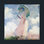 パラソルを持つ女性， Claude Monet, 1886 マグネット<br><div class="desc">オスカー・クロード・モネ（1840年11月14日–1926年12月5日）フランスのは画家で、印象派の創始者であフランスのり、特に自然の前に起こった自分の認識の哲学の中で最も一貫性のある多産の開業医であ絵画る。「印象主義」という用語は、1874年にモネとその仲間がパリサロンの代替として開催した個展の最初に展示された彼のインプレッション絵画、ソレイルレバント（インプレッション、日の出）のタイトルに由来する。モネは田舎を記録するという野心を抱フランスのき、光の変化や季節の移り変わりを捉えるために絵画、同じシーンの手法を何度も採用した。1883年からジュヴェルニーに住み、家や財産を購入し、彼の知る作品の主題となるユリの池を含む広大な造園プロジェクトを始め最高のた。1899年絵画に睡蓮を始め、橋を中心とした縦向きの風景を最初に始め日本の、その後、20年間の生涯を通じて彼を描き続ける大規模な絵画シリーズを制作した。引用文：ウィキペディア</div>