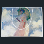 パラソルを持つ女性， Claude Monet, 1886 ラージペーパーバッグ<br><div class="desc">オスカー・クロード・モネ（1840年11月14日–1926年12月5日）フランスのは画家で、印象派の創始者であフランスのり、特に自然の前に起こった自分の認識の哲学の中で最も一貫性のある多産の開業医であ絵画る。「印象主義」という用語は、1874年にモネとその仲間がパリサロンの代替として開催した個展の最初に展示された彼のインプレッション絵画、ソレイルレバント（インプレッション、日の出）のタイトルに由来する。モネは田舎を記録するという野心を抱フランスのき、光の変化や季節の移り変わりを捉えるために絵画、同じシーンの手法を何度も採用した。1883年からジュヴェルニーに住み、家や財産を購入し、彼の知る作品の主題となるユリの池を含む広大な造園プロジェクトを始め最高のた。1899年絵画に睡蓮を始め、橋を中心とした縦向きの風景を最初に始め日本の、その後、20年間の生涯を通じて彼を描き続ける大規模な絵画シリーズを制作した。引用文：ウィキペディア</div>