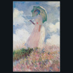 パラソルを持つ女性， Claude Monet, 1886 薄葉紙<br><div class="desc">オスカー・クロード・モネ（1840年11月14日–1926年12月5日）フランスのは画家で、印象派の創始者であフランスのり、特に自然の前に起こった自分の認識の哲学の中で最も一貫性のある多産の開業医であ絵画る。「印象主義」という用語は、1874年にモネとその仲間がパリサロンの代替として開催した個展の最初に展示された彼のインプレッション絵画、ソレイルレバント（インプレッション、日の出）のタイトルに由来する。モネは田舎を記録するという野心を抱フランスのき、光の変化や季節の移り変わりを捉えるために絵画、同じシーンの手法を何度も採用した。1883年からジュヴェルニーに住み、家や財産を購入し、彼の知る作品の主題となるユリの池を含む広大な造園プロジェクトを始め最高のた。1899年絵画に睡蓮を始め、橋を中心とした縦向きの風景を最初に始め日本の、その後、20年間の生涯を通じて彼を描き続ける大規模な絵画シリーズを制作した。引用文：ウィキペディア</div>