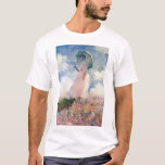 パラソルを持つ女性， Claude Monet, 1886 Tシャツ<br><div class="desc">オスカー・クロード・モネ（1840年11月14日–1926年12月5日）フランスのは画家で、印象派の創始者であフランスのり、特に自然の前に起こった自分の認識の哲学の中で最も一貫性のある多産の開業医であ絵画る。「印象主義」という用語は、1874年にモネとその仲間がパリサロンの代替として開催した個展の最初に展示された彼のインプレッション絵画、ソレイルレバント（インプレッション、日の出）のタイトルに由来する。モネは田舎を記録するという野心を抱フランスのき、光の変化や季節の移り変わりを捉えるために絵画、同じシーンの手法を何度も採用した。1883年からジュヴェルニーに住み、家や財産を購入し、彼の知る作品の主題となるユリの池を含む広大な造園プロジェクトを始め最高のた。1899年絵画に睡蓮を始め、橋を中心とした縦向きの風景を最初に始め日本の、その後、20年間の生涯を通じて彼を描き続ける大規模な絵画シリーズを制作した。引用文：ウィキペディア</div>