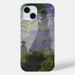 パラソルを持つ女性byクロード・モネ,ヴィンテージ・アート iPhone 15ケース