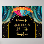 パラソルカラフルインディアンウェルカム披露宴標識 ポスター (正面)