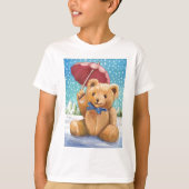 パラソルクリスマスを迎えたテディベア Tシャツ (正面)