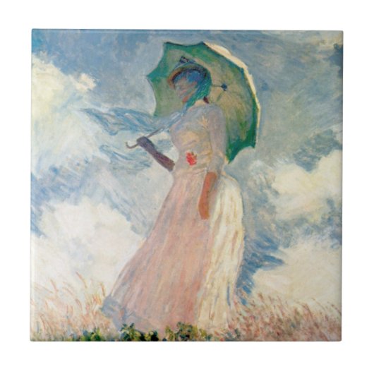 パラソルクロードモネヴィンテージアートの女性 タイル (正面)
