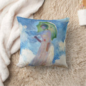 パラソルクロード・モネを持つ女性 クッション (ブランケット)