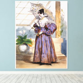 パラソルビクトリアン付きレディエレガント- Garden Art P キャンバスプリント (インサイチュ (ウッドフロア))