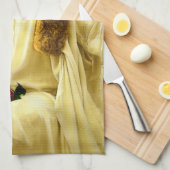 パラソル付きの女性 キッチンタオル (四つ折り)