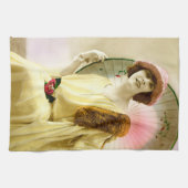 パラソル付きの女性 キッチンタオル (横)