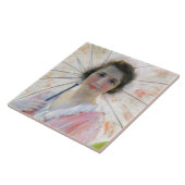 パラソル付きピンクのドレスを着た女性（ロバート・リード） タイル (側面)