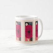 パラソル日本のマグのある女性 コーヒーマグカップ (正面右)