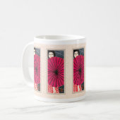 パラソル日本のマグのある女性 コーヒーマグカップ (正面左)