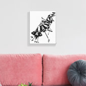 パラソル飛んでいる傘インクアートイラストレーション キャンバスプリント (インサイチュ (リビング))