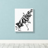 パラソル飛んでいる傘インクアートイラストレーション キャンバスプリント (インサイチュ (ウッドフロア))