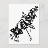 パラソル飛んでいる傘インクアートイラストレーション ポストカード (正面)
