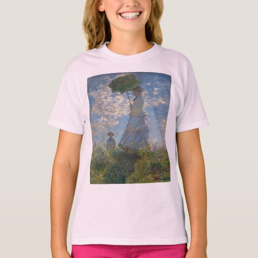 パラソル1875年を持つクロード・モネの女性 Tシャツ (正面)