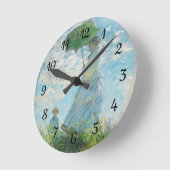 パラソル・クロード・モネを持つ女性 ラウンド壁時計 (傾斜)