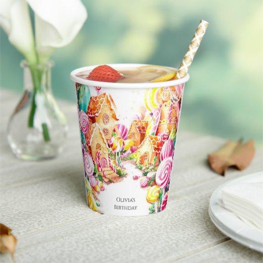 パラダイスお洒落キャンディランド誕生日 紙コップ (インサイチュ)