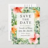 パラダイスでの結婚式 Save the Date 案内ポストカード (正面/裏面)