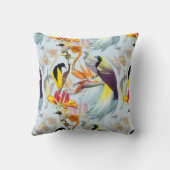 パラダイスと花の珍しい鳥水彩色 クッション (裏面)