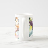 パラダイスと花の珍しい鳥水彩色 ボーンチャイナマグカップ (裏面)