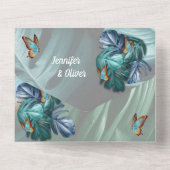 パラダイスのすべてのワンウェディング招待の蝶 オールインワン招待状 (裏面)