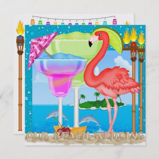 パラダイスのウェディング - SRF 招待状 (正面/裏面)