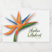 パラダイスのエキゾチックな鳥の水の色結婚のミニ スパークリングワインラベル (シングルラベル)