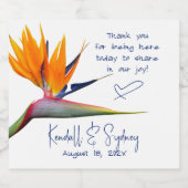 パラダイスのオレンジ結婚色の鳥 スパークリングワインラベル (シングルラベル)