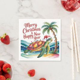パラダイスのクリスマスカメ スタンダードカクテルナプキン