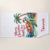パラダイスのクリスマスカメ ビーチタオル (正面)
