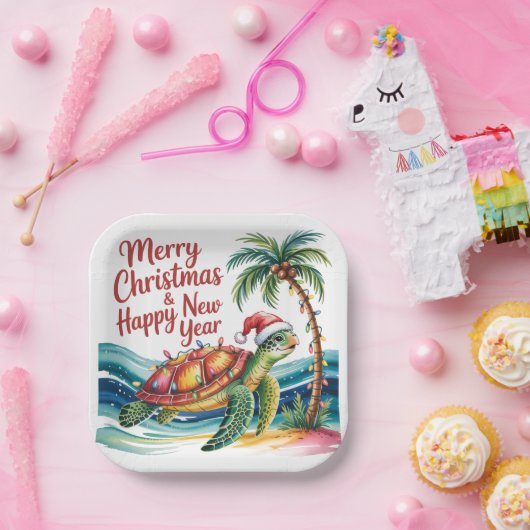 パラダイスのクリスマスカメ ペーパープレート (パーティー)