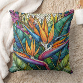 パラダイスのステンドグラススタイルの鳥 クッション (ブランケット)