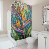 パラダイスのステンドグラススタイルの鳥 シャワーカーテン (インサイチュ)
