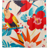 パラダイスのトゥーカンス熱帯アートシャワーカーテン シャワーカーテン (正面)