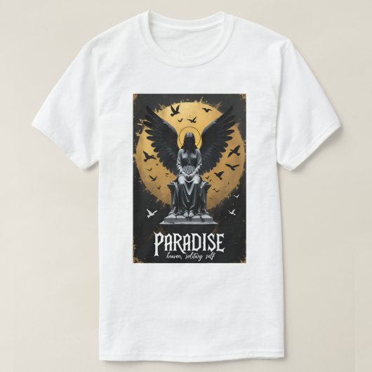 パラダイスの孤高の天使アート Tシャツ (デザイン正面)