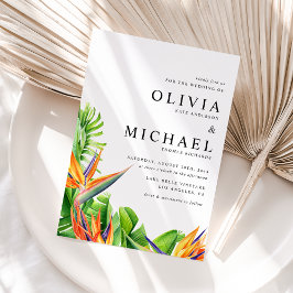 パラダイスの水彩鳥類QRコード結婚ズ インビテーションポストカード