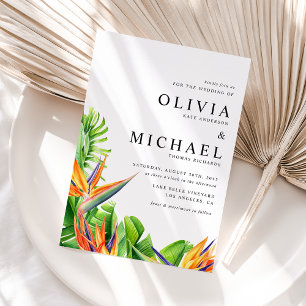 パラダイスの水彩鳥類QRコード結婚ズ インビテーションポストカード