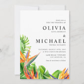 パラダイスの水彩鳥類QRコード結婚ズ 招待状 (正面)