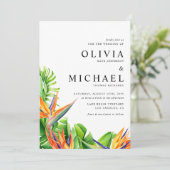 パラダイスの水彩鳥類QRコード結婚ズ 招待状 (スタンド正面)